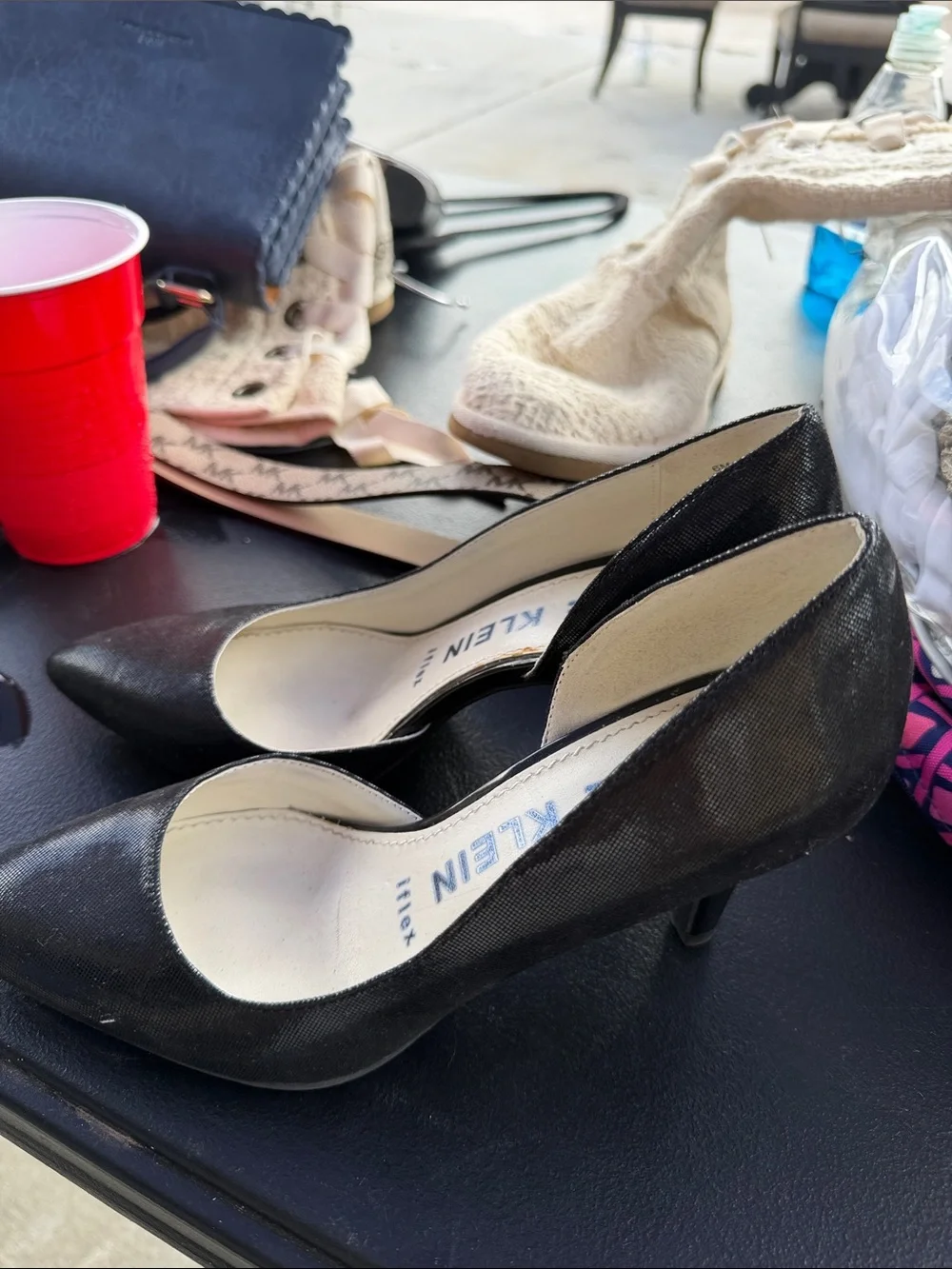 Anne Klein Black Pointed D'Orsay Heels
